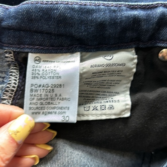 AG Adriano Goldschiemd Stevie Cuff Jean Slim Straight Denim Sz 30 - Picture 9 of 12